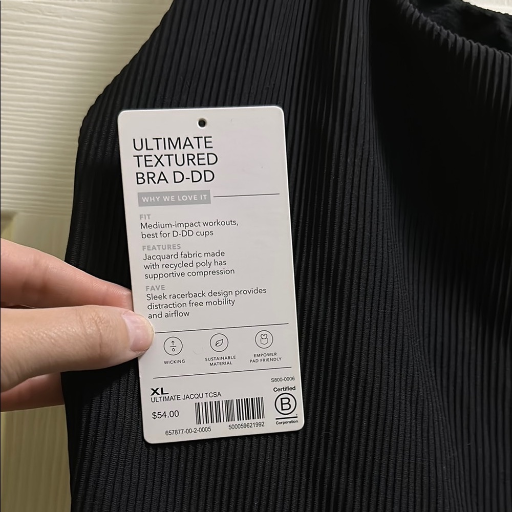 Athleta Ultimate Textured Black Bra D-DD sports bra